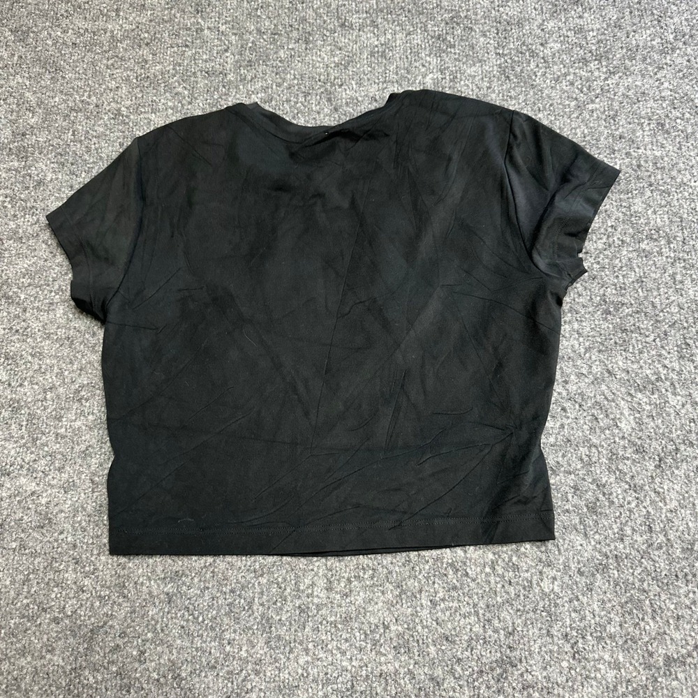 New Balance T-Shirt Womens Size XS Black Crop Top Slim Fit Athletic Short Sleeve